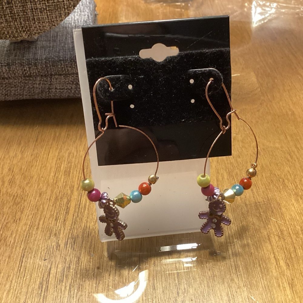 Coppertone Gingerbread Beaded Earrings - Picture 2 of 3